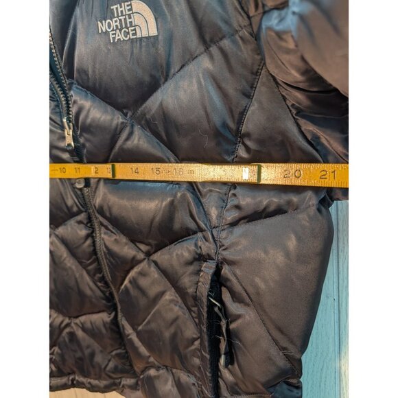 North Face 550 Fill Quilted Goose Down Puffer Black Jacket Women L Aconcagua - Picture 7 of 8